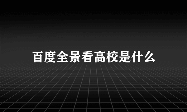 百度全景看高校是什么