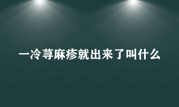 一冷荨麻疹就出来了叫什么