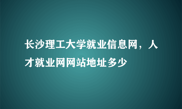 长沙理工大学就业信息网，人才就业网网站地址多少