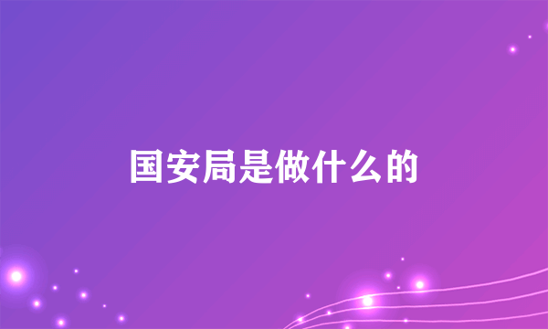 国安局是做什么的