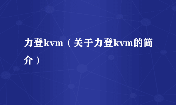力登kvm（关于力登kvm的简介）