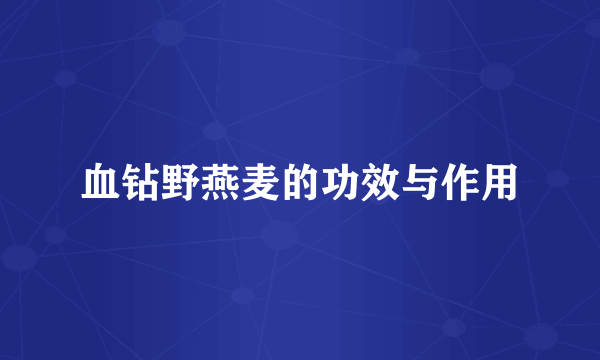 血钻野燕麦的功效与作用
