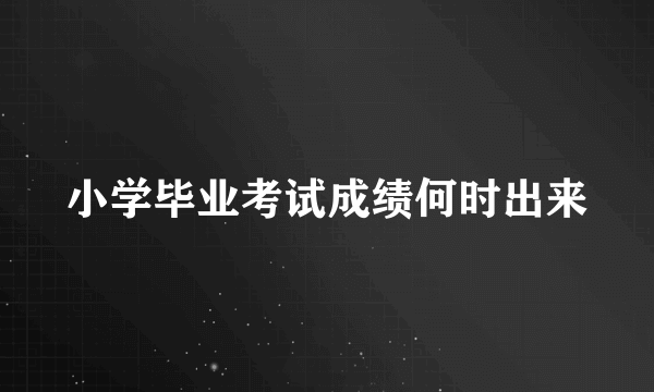 小学毕业考试成绩何时出来