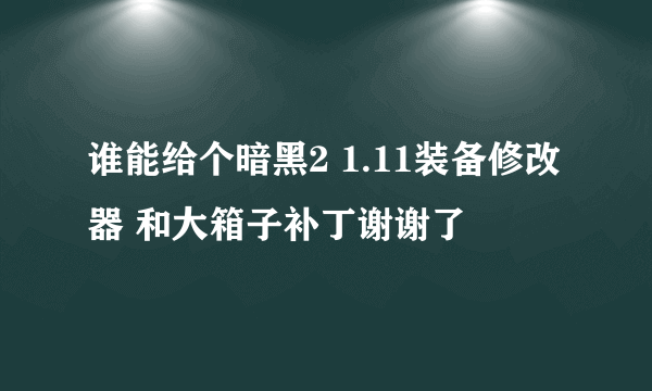 谁能给个暗黑2 1.11装备修改器 和大箱子补丁谢谢了