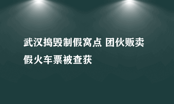 武汉捣毁制假窝点 团伙贩卖假火车票被查获