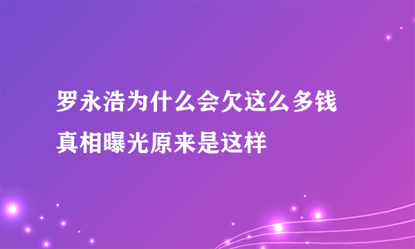 罗永浩为什么会欠这么多钱 真相曝光原来是这样