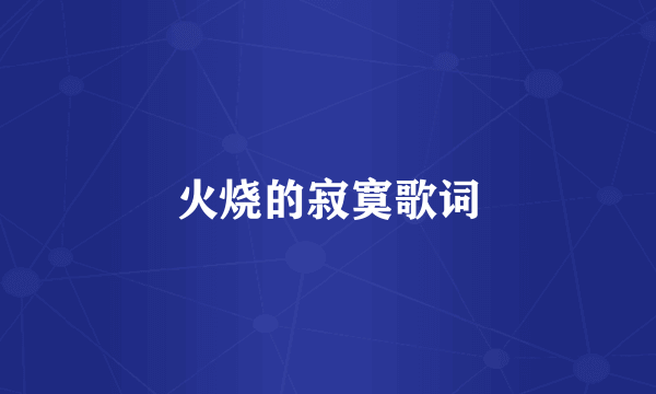 火烧的寂寞歌词