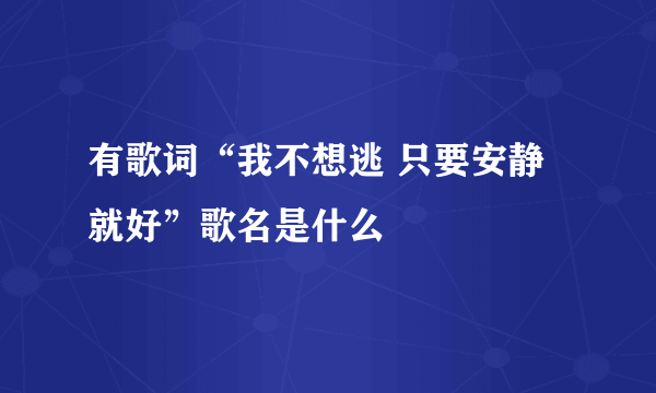 有歌词“我不想逃 只要安静就好”歌名是什么