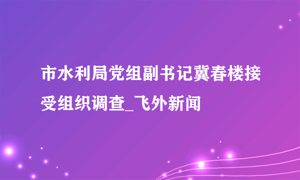 市水利局党组副书记冀春楼接受组织调查_飞外新闻