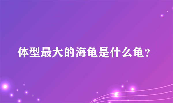 体型最大的海龟是什么龟？