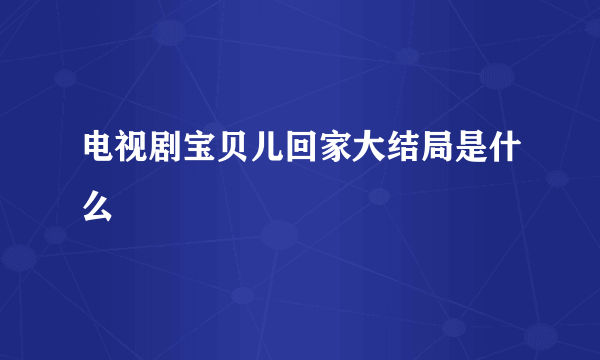 电视剧宝贝儿回家大结局是什么