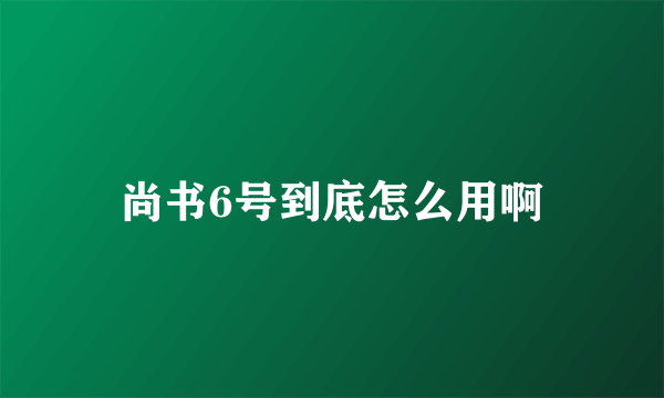 尚书6号到底怎么用啊