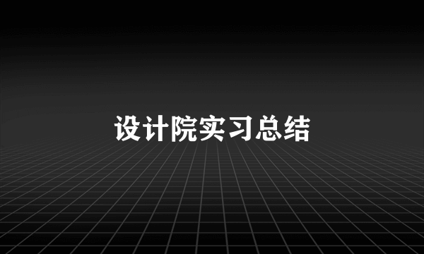 设计院实习总结