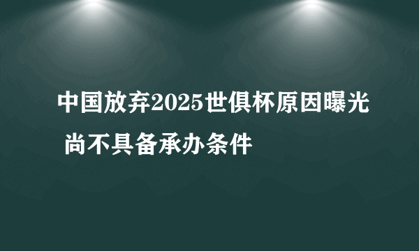 中国放弃2025世俱杯原因曝光 尚不具备承办条件