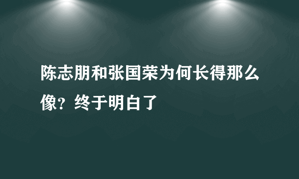 陈志朋和张国荣为何长得那么像？终于明白了