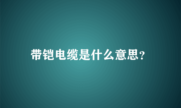 带铠电缆是什么意思？