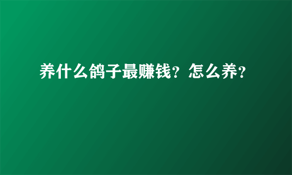 养什么鸽子最赚钱？怎么养？