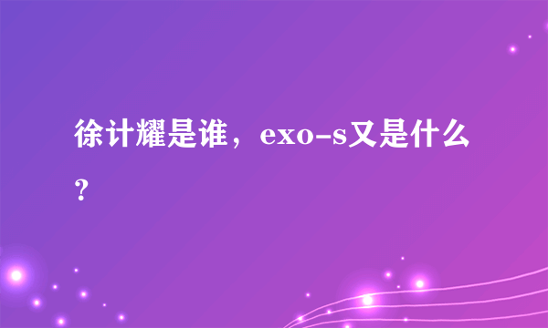 徐计耀是谁，exo-s又是什么？