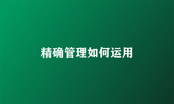 精确管理如何运用